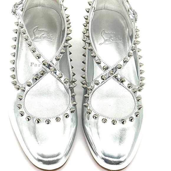 Christian Louboutin PILOUTA JANE SPIKES FLAT Criss Cross Ballerina Shoes - Picture 10 of 16